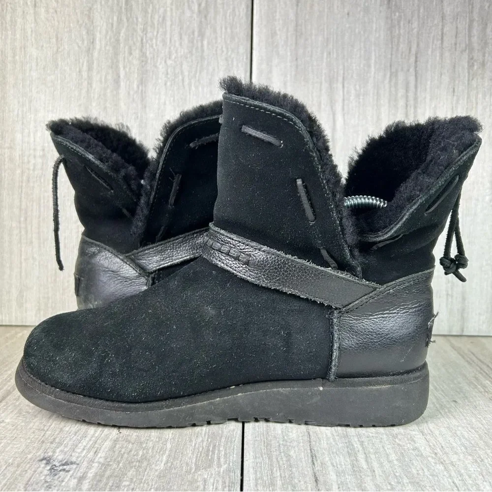 UGG Australia Tacey Shearling Black Winter Boots Warm Shoes‎ Youth Girls Size 5